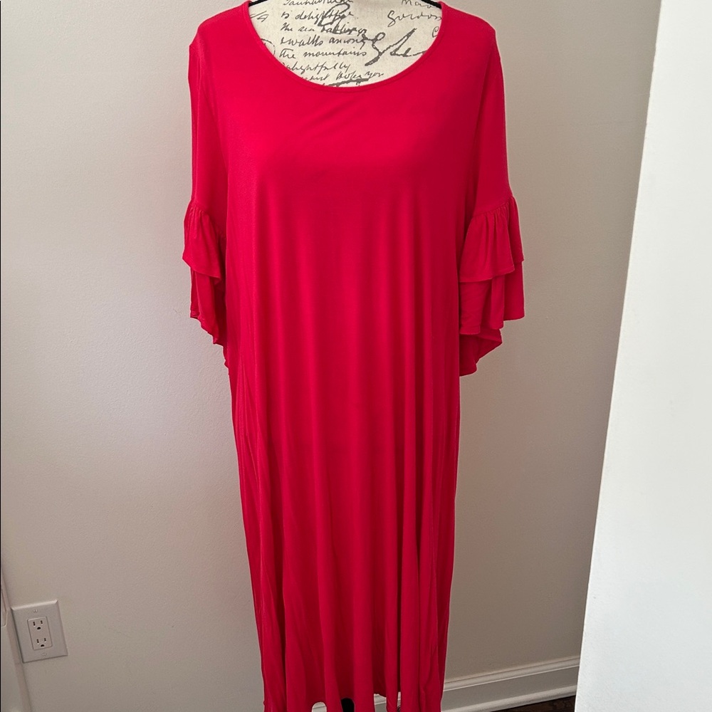 Lane Bryant Vibrant Pink Short Sleeve Dress